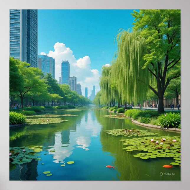 Serene Blue Sky mit Wolken Poster (Vorne)