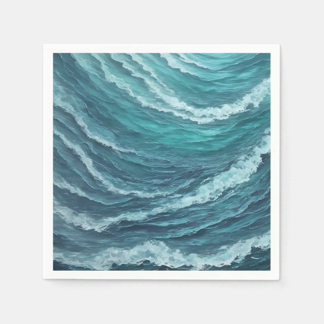 Serene Blue und Green Abstrakt Serviette (Vorderseite)