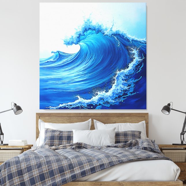 Serene Blue Wave Splashes Leinwanddruck (Insitu (Schlafzimmer))