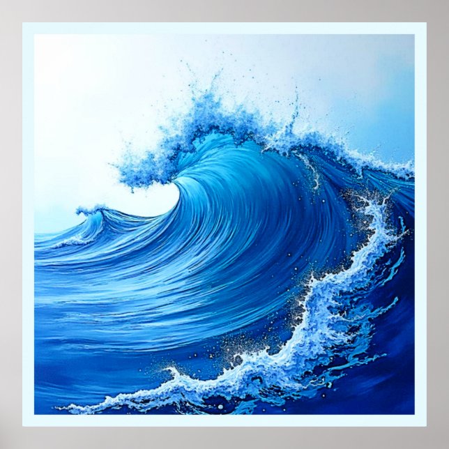 Serene Blue Wave Splashes Poster (Vorne)