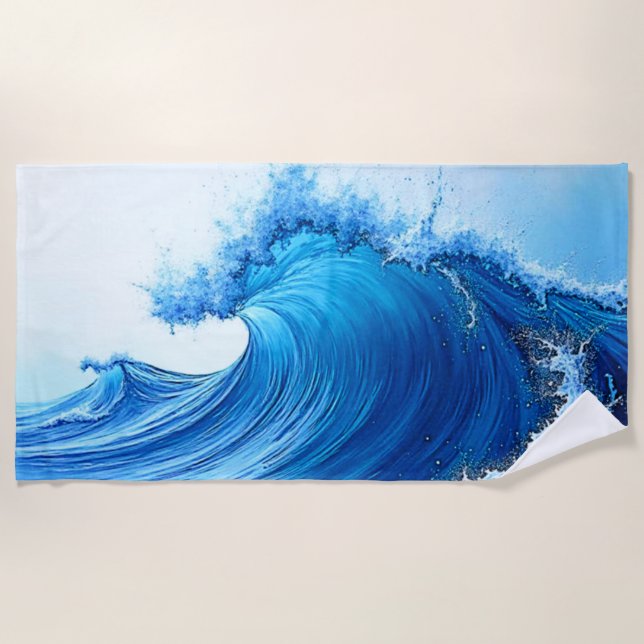 Serene Blue Wave Splashes Strandtuch (Vorderseite)