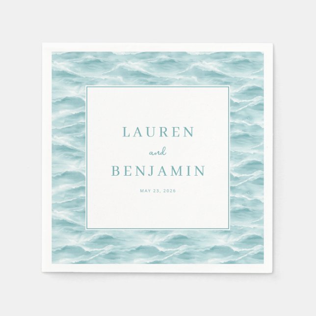 Serene Blue Wave Water Theme Serviette (Vorderseite)