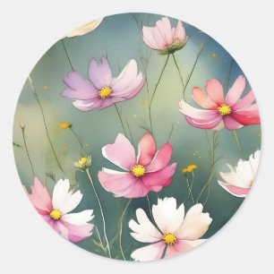 Serene Blume Cosmos Runder Aufkleber
