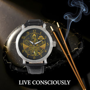 Serene Buddha Abbildung in ruhigen Gewässern Armbanduhr