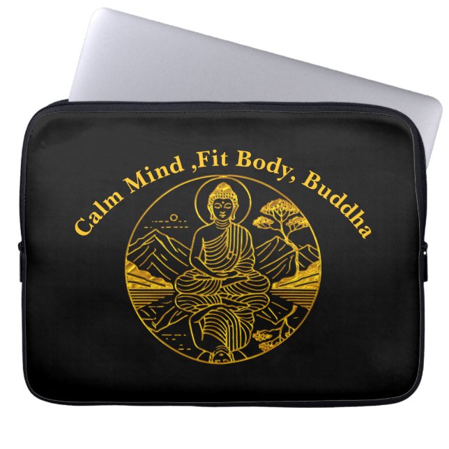 Serene Buddha Abbildung in ruhigen Gewässern Laptopschutzhülle (Vorderseite)
