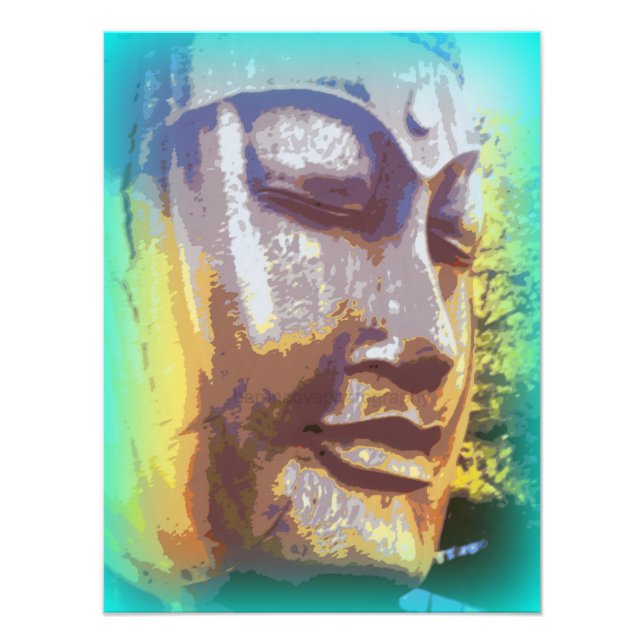 Serene Buddha Gesicht grün Fotodruck (Vorne)