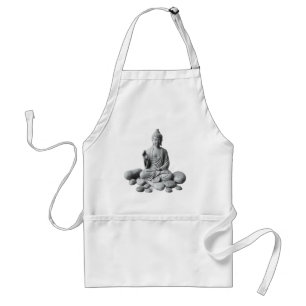 Serene Buddha mit Steinen und Pflanze Schürze