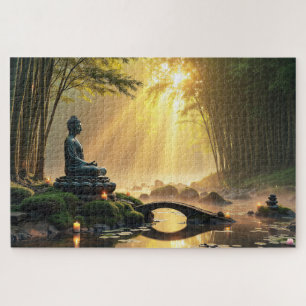Serene Buddha Statue in einem Friedlichen Bambuswa
