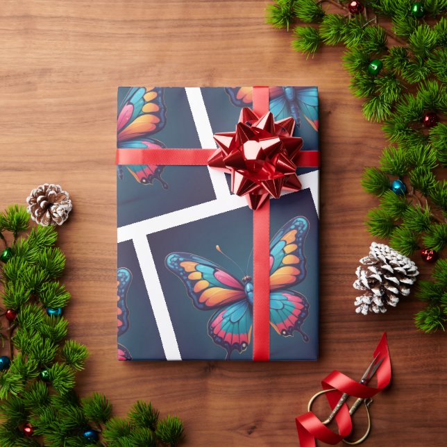 Serene Butterfly Wrapping Paper Geschenkpapier (Feiertagsgeschenk)