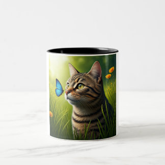 Serene Cat and Butterfly Mug - Une touche de natur