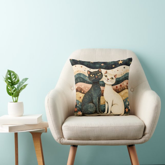 Serene Cats Throw Pillow Kissen (Stuhl )