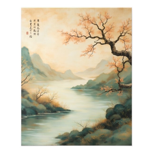Serene Cherry Blossom Landscape Fotodruck (Vorne)