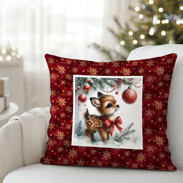 Serene Christmas scene baby deer kids room decor  Kissen (Serene Christmas scene baby deer kids room decor (51))