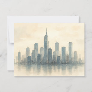 Serene Cityscape Reflection Print, moderne Skyline Postkarte