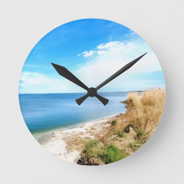 Serene Coast Shoreline Wall Clock Runde Wanduhr (Vorderseite)
