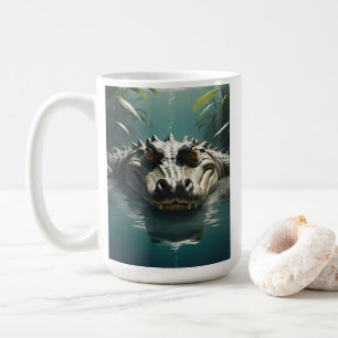 Serene Crocodil im Wasser Dschungel Kunst, Dichtun Kaffeetasse