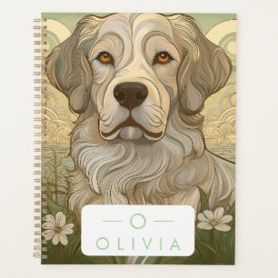 Serene Dog Planner mit Name und Monogramm Planer