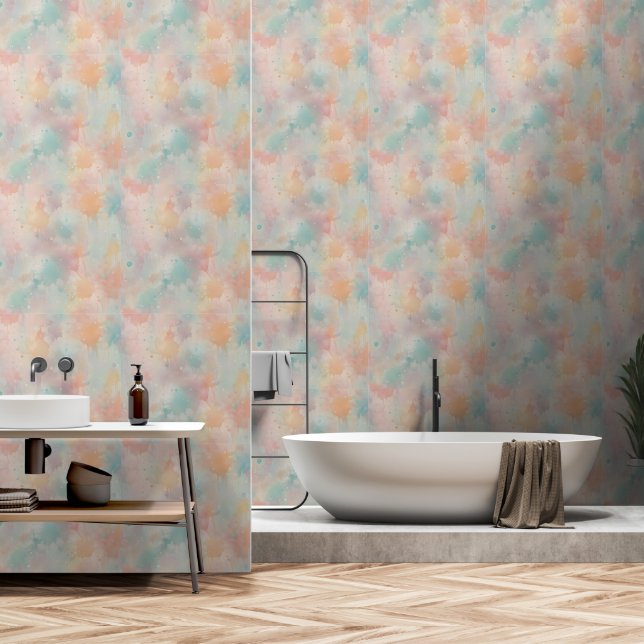 Serene Elegance: Pastel Watercolor Tapete (Badezimmer)