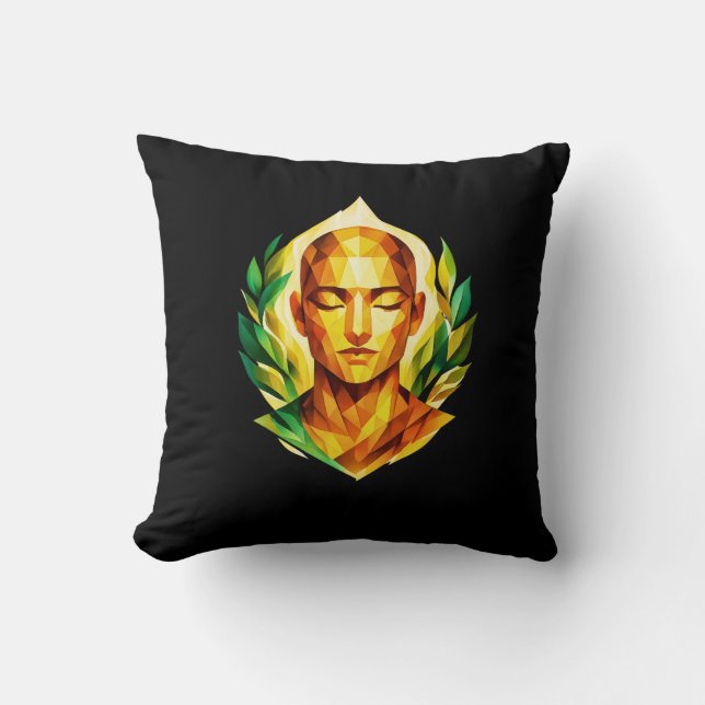 Serene Faceted Portrait Accent | Modern Spiritual  Kissen (Vorderseite)