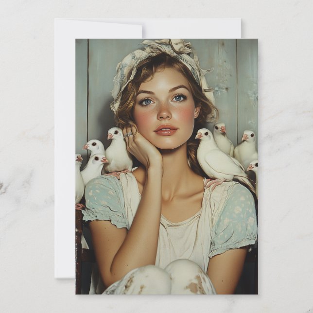 Serene Farm Maiden White Doves - Symbol des Friede Einladung (Vorderseite)