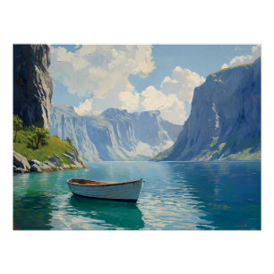 Serene Fjord mit Türmenden Klippen Poster