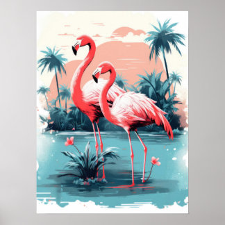 Serene Flamingo Paradise Poster