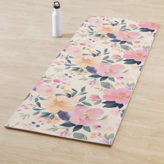 Serene Floral Pink Flow Elegant Calming Ästhetik Yogamatte