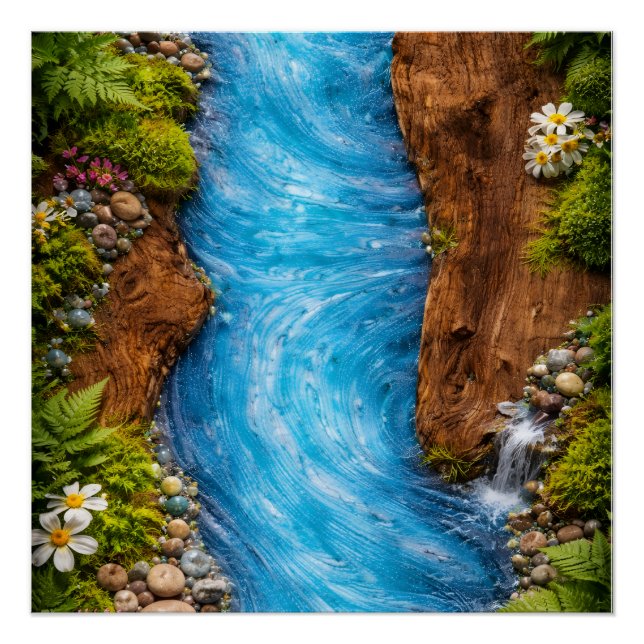 Serene Forest Stream Tranquil Nature Water Art Poster (Vorderseite)