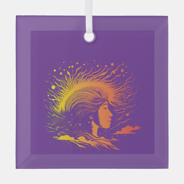 Serene Frauenprofil. Ornament Aus Glas (Vorderseite)