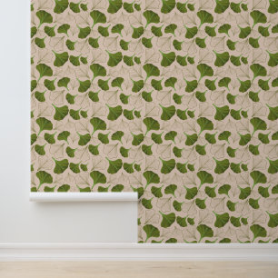 Serene Gingko Beige Muster Tapete
