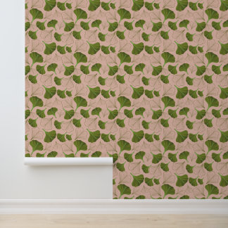 Serene Gingko Pink Floral Pattern Tapete