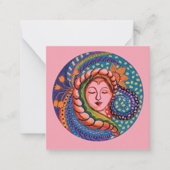Serene Goddess Mandala Art Mitteilungskarte (Vorderseite)