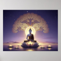 Serene Golden Artwork Buddha in ruhiger Aura