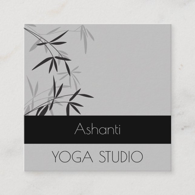 Serene Gray Bamboo Holistic Business Card Quadratische Visitenkarte (Vorderseite)