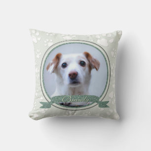 Serene Green Dog Memorial Paw Prints Kissen