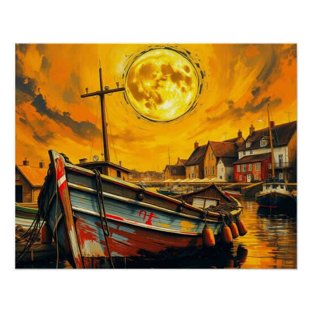 serene harbor at sunset poster (Vorderseite)