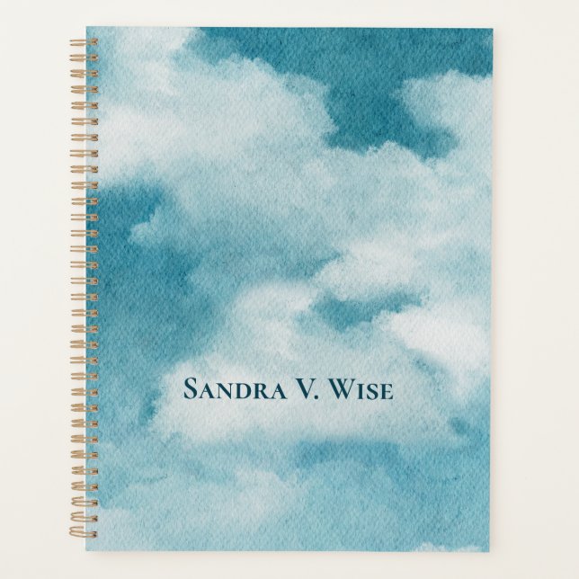 Serene Horizon Dreams Watercolor Blue & White Planer (Vorderseite)