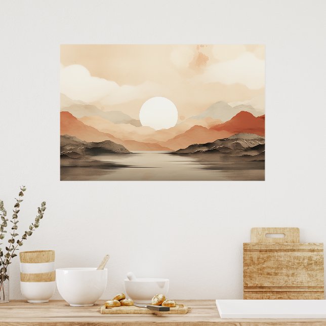 Serene Horizon Japandi Art Poster (Küche)