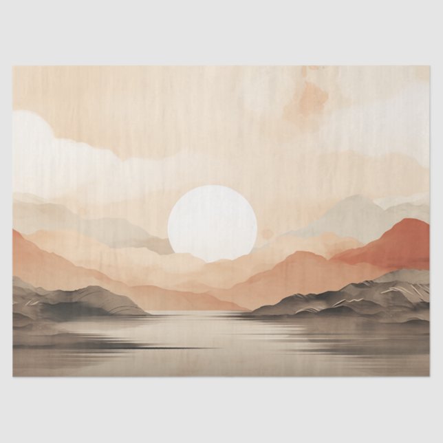 Serene Horizon Japandi Nature Decoupage Seidenpapier (Vorderseite)