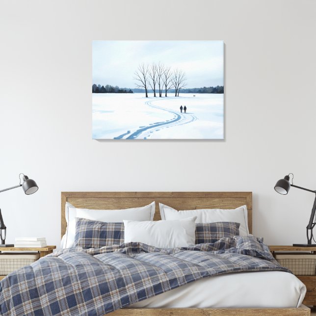 serene impressionist winter landscape canvas print leinwanddruck (Insitu (Schlafzimmer))