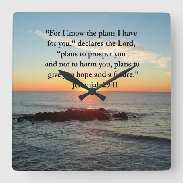 SERENE JEREMIAH 29:11 SUNRISE QUADRATISCHE WANDUHR (Vorderseite)