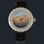 SERENE JOHN 3:16 SONNENRISE-FOTO ARMBANDUHR<br><div class="desc">Ausdruck deines Glaubens, deiner Hoffnung, deiner Wunder, Gottes Liebe und Segen mit diesem wunderschönen Sonnenaufgang-Foto mit dem inspirierend Schriftzug Vers Johannes 3:16. Für Gott so liebte die Welt. Dieses hübsche John 3:16 Design wird ein geschätztes Geschenk, wenn Segen, dass jemand etwas Besonderes, dass Jesus Liebe und das Lesen der Bibel....</div>