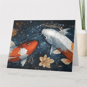 Serene Koi Fisch mit Lotus-Blume Karte