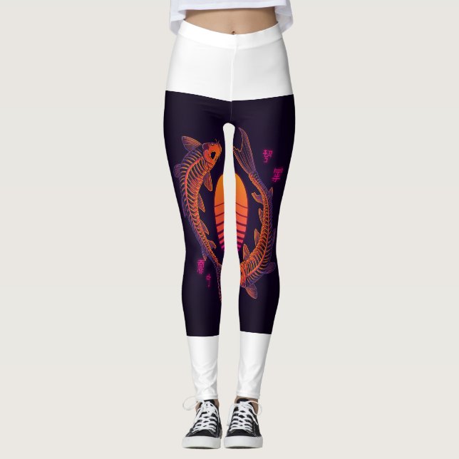 Serene Koi Poisson Cerise Blossom Leggings 🌸 🐠 (Devant)