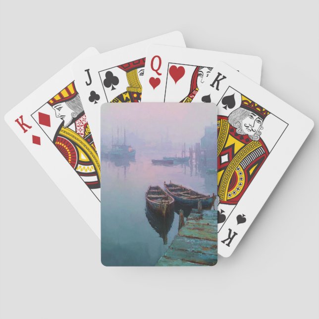 Serene Lake Cliff Mist Playing Cards Spielkarten (Rückseite)