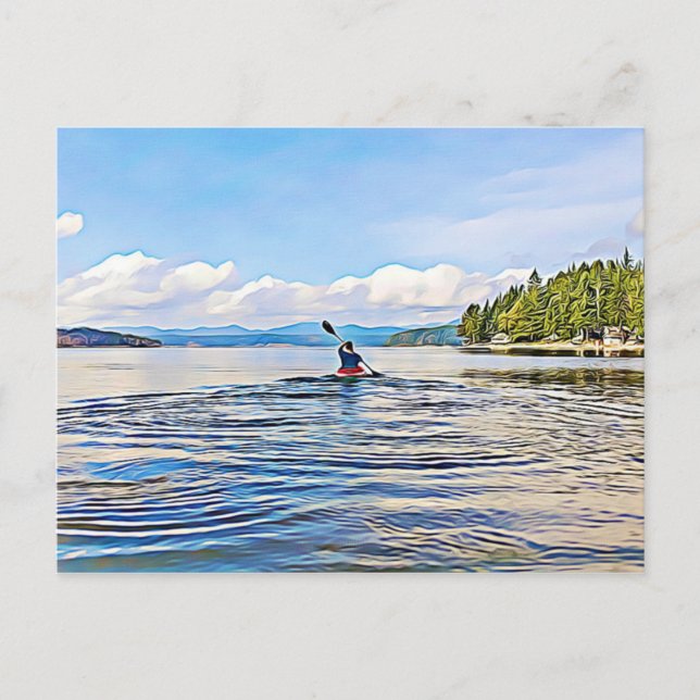 Serene Lake Kayak Canoe Foto Postcard Postkarte (Vorderseite)