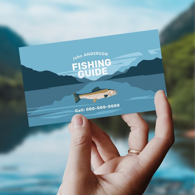 Serene Lake Landscape - Fischereiführer Visitenkarte (Serene Lake Landscape - Fishing Guide Business Card)