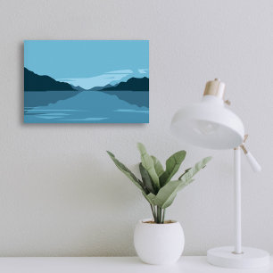 Serene Lake with Mountains Landschaft - Minimalist Poster