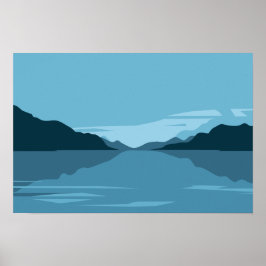 Serene Lake with Mountains Landschaft - Minimalist Poster