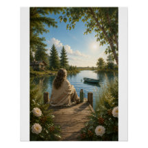 Serene Lakeside Retreat Botanical Nature Wall Art